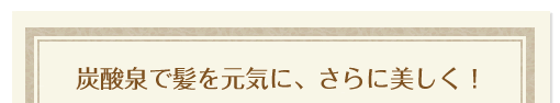 炭酸泉で髪を元気に、さらに美しく！